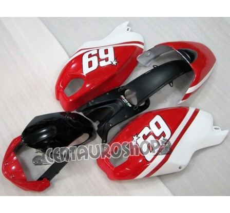 Carena in ABS Ducati Monster 696 796 1100 1100S Hayden 69 bianco e rosso