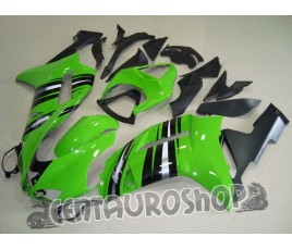 Carena in ABS Kawasaki ZX-6R Ninja 636 07-08 Green Silver Stripe