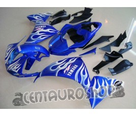 Carenatura in ABS Yamaha YZF 1000 R1 09-11 White Flames on Blue