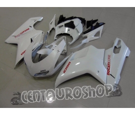 Carena in ABS Ducati 848 1098 1198 colorazione bianco perlato con adesivi rossi