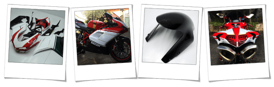 Carena in abs per Ducati 1098s tricolore con inserti carbon look